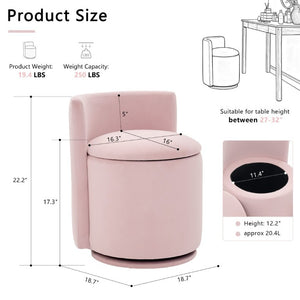 English Elm 075-Velvet Swivel Barrel Chair with Hidden Storage Plush Seat for Living Room Pink W527P557554