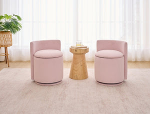English Elm 075-Velvet Swivel Barrel Chair with Hidden Storage Plush Seat for Living Room Pink W527P557554