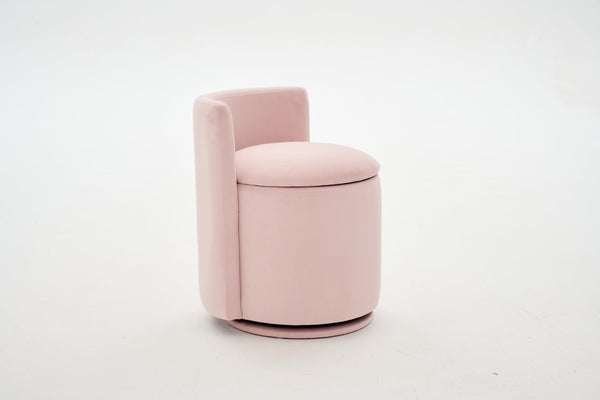 English Elm 075-Velvet Swivel Barrel Chair with Hidden Storage Plush Seat for Living Room Pink W527P557554