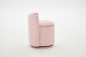 English Elm 075-Velvet Swivel Barrel Chair with Hidden Storage Plush Seat for Living Room Pink W527P557554