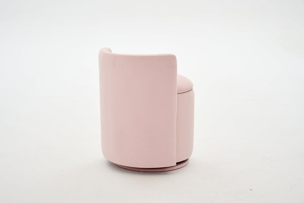 English Elm 075-Velvet Swivel Barrel Chair with Hidden Storage Plush Seat for Living Room Pink W527P557554