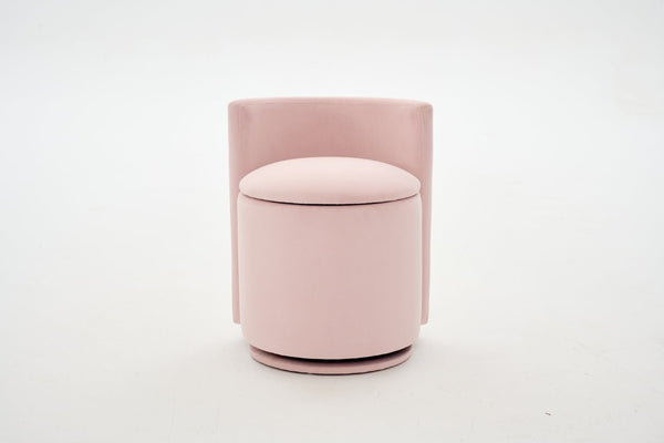 English Elm 075-Velvet Swivel Barrel Chair with Hidden Storage Plush Seat for Living Room Pink W527P557554