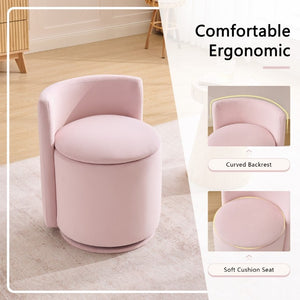 English Elm 075-Velvet Swivel Barrel Chair with Hidden Storage Plush Seat for Living Room Pink W527P557554