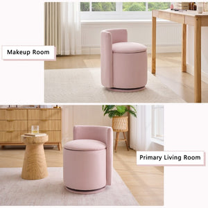 English Elm 075-Velvet Swivel Barrel Chair with Hidden Storage Plush Seat for Living Room Pink W527P557554