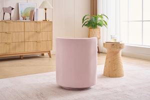 English Elm 075-Velvet Swivel Barrel Chair with Hidden Storage Plush Seat for Living Room Pink W527P557554