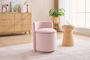 English Elm 075-Velvet Swivel Barrel Chair with Hidden Storage Plush Seat for Living Room Pink W527P557554