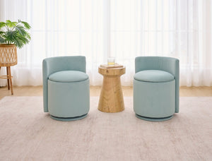 English Elm 075-Velvet Swivel Barrel Chair with Hidden Storage Plush Seat for Living Room Aqua W527P557555