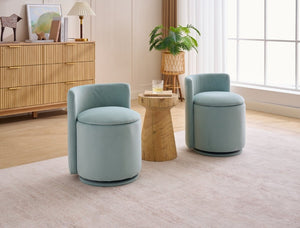English Elm 075-Velvet Swivel Barrel Chair with Hidden Storage Plush Seat for Living Room Aqua W527P557555