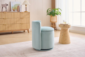 English Elm 075-Velvet Swivel Barrel Chair with Hidden Storage Plush Seat for Living Room Aqua W527P557555