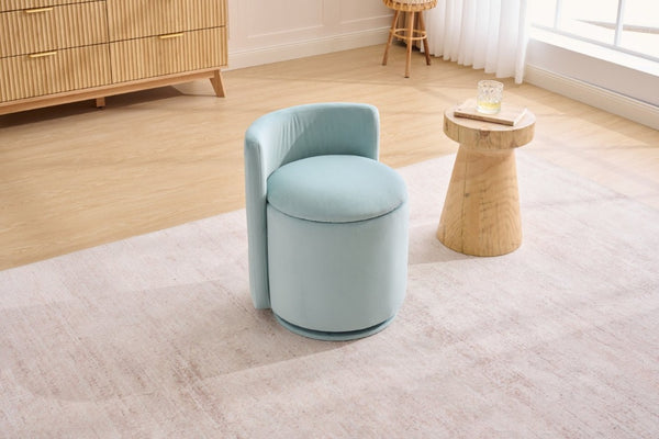 English Elm 075-Velvet Swivel Barrel Chair with Hidden Storage Plush Seat for Living Room Aqua W527P557555