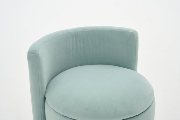 English Elm 075-Velvet Swivel Barrel Chair with Hidden Storage Plush Seat for Living Room Aqua W527P557555