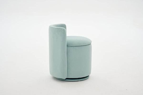 English Elm 075-Velvet Swivel Barrel Chair with Hidden Storage Plush Seat for Living Room Aqua W527P557555