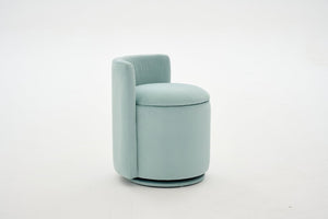English Elm 075-Velvet Swivel Barrel Chair with Hidden Storage Plush Seat for Living Room Aqua W527P557555