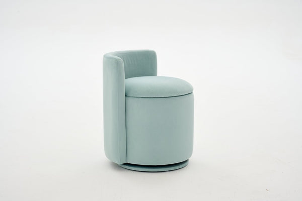 English Elm 075-Velvet Swivel Barrel Chair with Hidden Storage Plush Seat for Living Room Aqua W527P557555