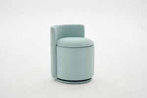 English Elm 075-Velvet Swivel Barrel Chair with Hidden Storage Plush Seat for Living Room Aqua W527P557555