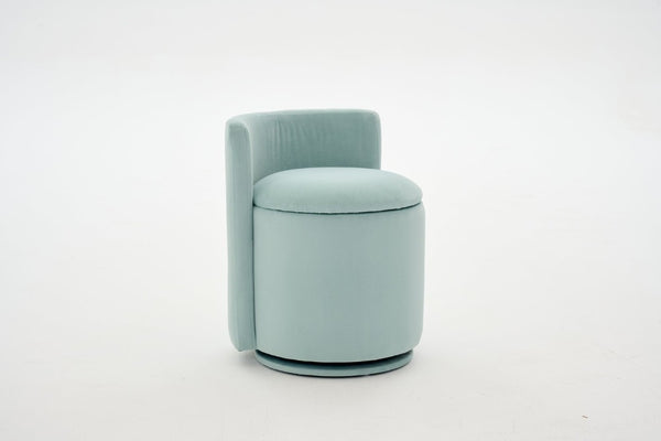 English Elm 075-Velvet Swivel Barrel Chair with Hidden Storage Plush Seat for Living Room Aqua W527P557555