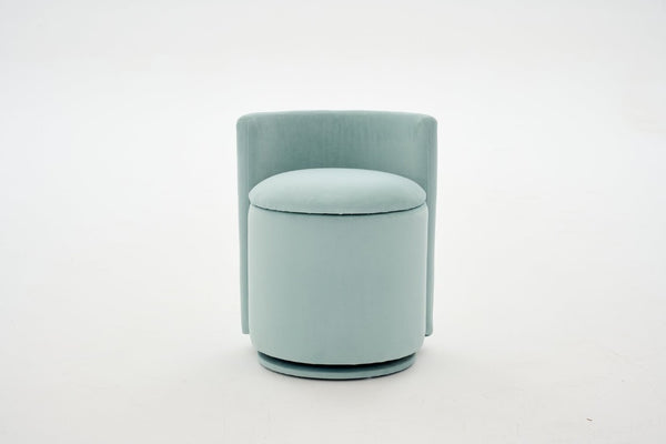 English Elm 075-Velvet Swivel Barrel Chair with Hidden Storage Plush Seat for Living Room Aqua W527P557555