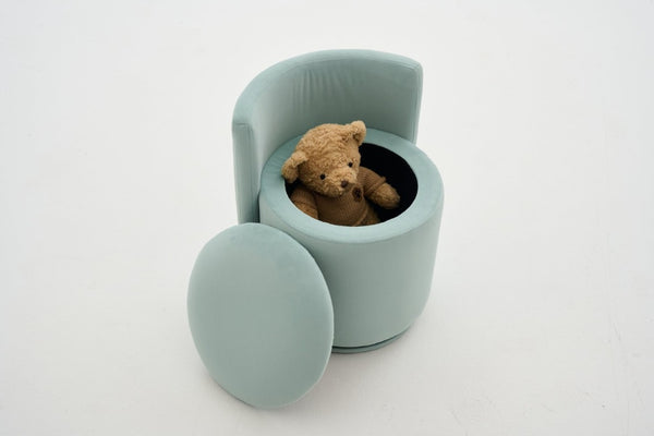 English Elm 075-Velvet Swivel Barrel Chair with Hidden Storage Plush Seat for Living Room Aqua W527P557555