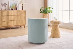 English Elm 075-Velvet Swivel Barrel Chair with Hidden Storage Plush Seat for Living Room Aqua W527P557555