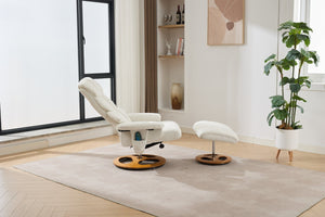 English Elm 069dr-ergonomic Wingback Chenille Swivel Recliner with Massage Ottoman for Living Room White W527S00020
