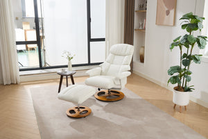 English Elm 069dr-ergonomic Wingback Chenille Swivel Recliner with Massage Ottoman for Living Room White W527S00020