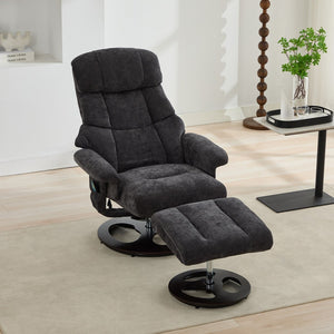 English Elm 069dr-ergonomic Wingback Chenille Swivel Recliner with Massage Ottoman for Living Room Dark Gray W527S00021