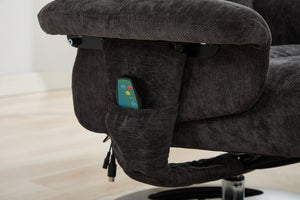 English Elm 069dr-ergonomic Wingback Chenille Swivel Recliner with Massage Ottoman for Living Room Dark Gray W527S00021