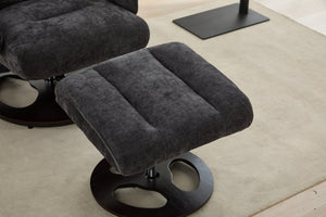 English Elm 069dr-ergonomic Wingback Chenille Swivel Recliner with Massage Ottoman for Living Room Dark Gray W527S00021