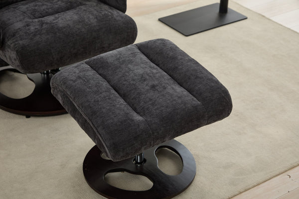 English Elm 069dr-ergonomic Wingback Chenille Swivel Recliner with Massage Ottoman for Living Room Dark Gray W527S00021