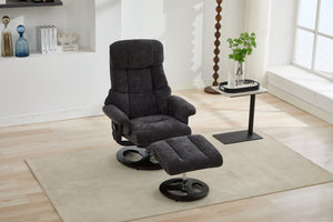 English Elm 069dr-ergonomic Wingback Chenille Swivel Recliner with Massage Ottoman for Living Room Dark Gray W527S00021
