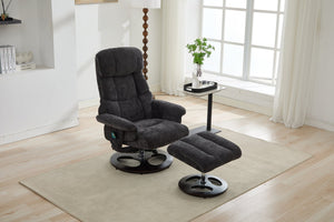 English Elm 069dr-ergonomic Wingback Chenille Swivel Recliner with Massage Ottoman for Living Room Dark Gray W527S00021