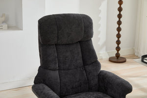 English Elm 069dr-ergonomic Wingback Chenille Swivel Recliner with Massage Ottoman for Living Room Dark Gray W527S00021