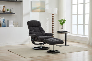 English Elm 069dr-ergonomic Wingback Chenille Swivel Recliner with Massage Ottoman for Living Room Dark Gray W527S00021