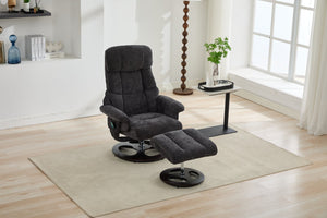 English Elm 069dr-ergonomic Wingback Chenille Swivel Recliner with Massage Ottoman for Living Room Dark Gray W527S00021
