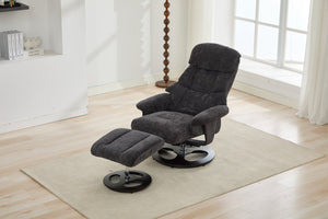 English Elm 069dr-ergonomic Wingback Chenille Swivel Recliner with Massage Ottoman for Living Room Dark Gray W527S00021