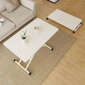 English Elm Adjustable Gas Lift Folding Table with Locking Wheels for Home Office or Outdoor Use W5290P514472