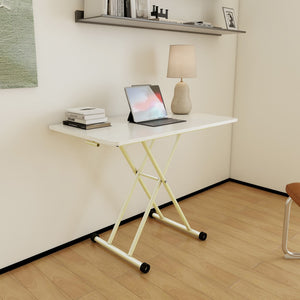 English Elm Adjustable Gas Lift Folding Table with Locking Wheels for Home Office or Outdoor Use W5290P514472