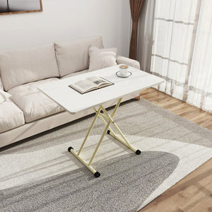 English Elm Adjustable Gas Lift Folding Table with Locking Wheels for Home Office or Outdoor Use W5290P514472