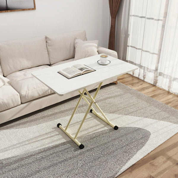 English Elm Adjustable Gas Lift Folding Table with Locking Wheels for Home Office or Outdoor Use W5290P514472