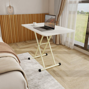 English Elm Adjustable Gas Lift Folding Table with Locking Wheels for Home Office or Outdoor Use W5290P514472