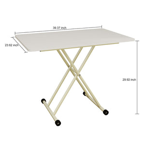 English Elm Adjustable Gas Lift Folding Table with Locking Wheels for Home Office or Outdoor Use W5290P514472
