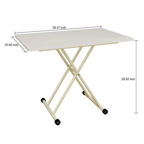 English Elm Adjustable Gas Lift Folding Table with Locking Wheels for Home Office or Outdoor Use W5290P514472