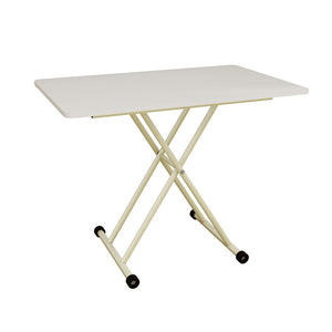 English Elm Adjustable Gas Lift Folding Table with Locking Wheels for Home Office or Outdoor Use W5290P514472