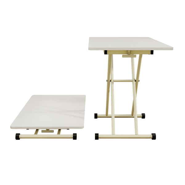 English Elm Adjustable Gas Lift Folding Table with Locking Wheels for Home Office or Outdoor Use W5290P514472