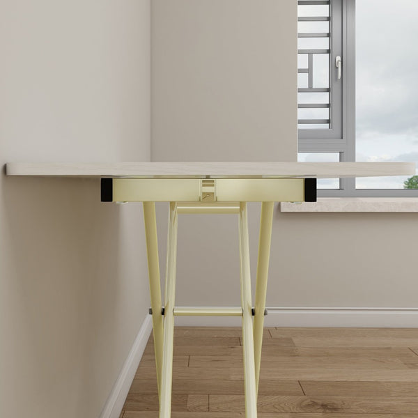 English Elm Adjustable Gas Lift Folding Table with Locking Wheels for Home Office or Outdoor Use W5290P514472