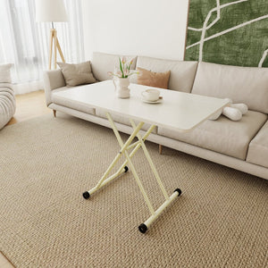 English Elm Adjustable Gas Lift Folding Table with Locking Wheels for Home Office or Outdoor Use W5290P514472