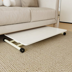 English Elm Adjustable Gas Lift Folding Table with Locking Wheels for Home Office or Outdoor Use W5290P514472