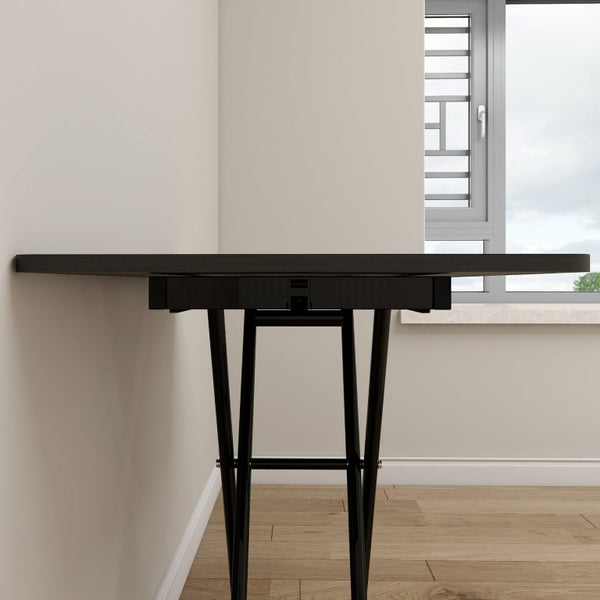 English Elm Adjustable Folding Table with Gas Lift Rolling Casters Portable Foldable Home Office W5290P514791