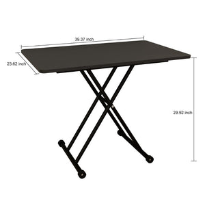 English Elm Adjustable Folding Table with Gas Lift Rolling Casters Portable Foldable Home Office W5290P514791