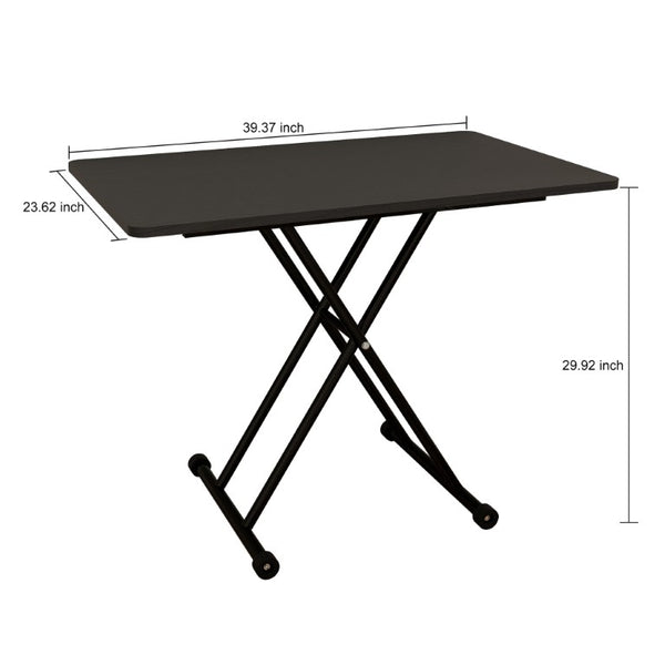 English Elm Adjustable Folding Table with Gas Lift Rolling Casters Portable Foldable Home Office W5290P514791